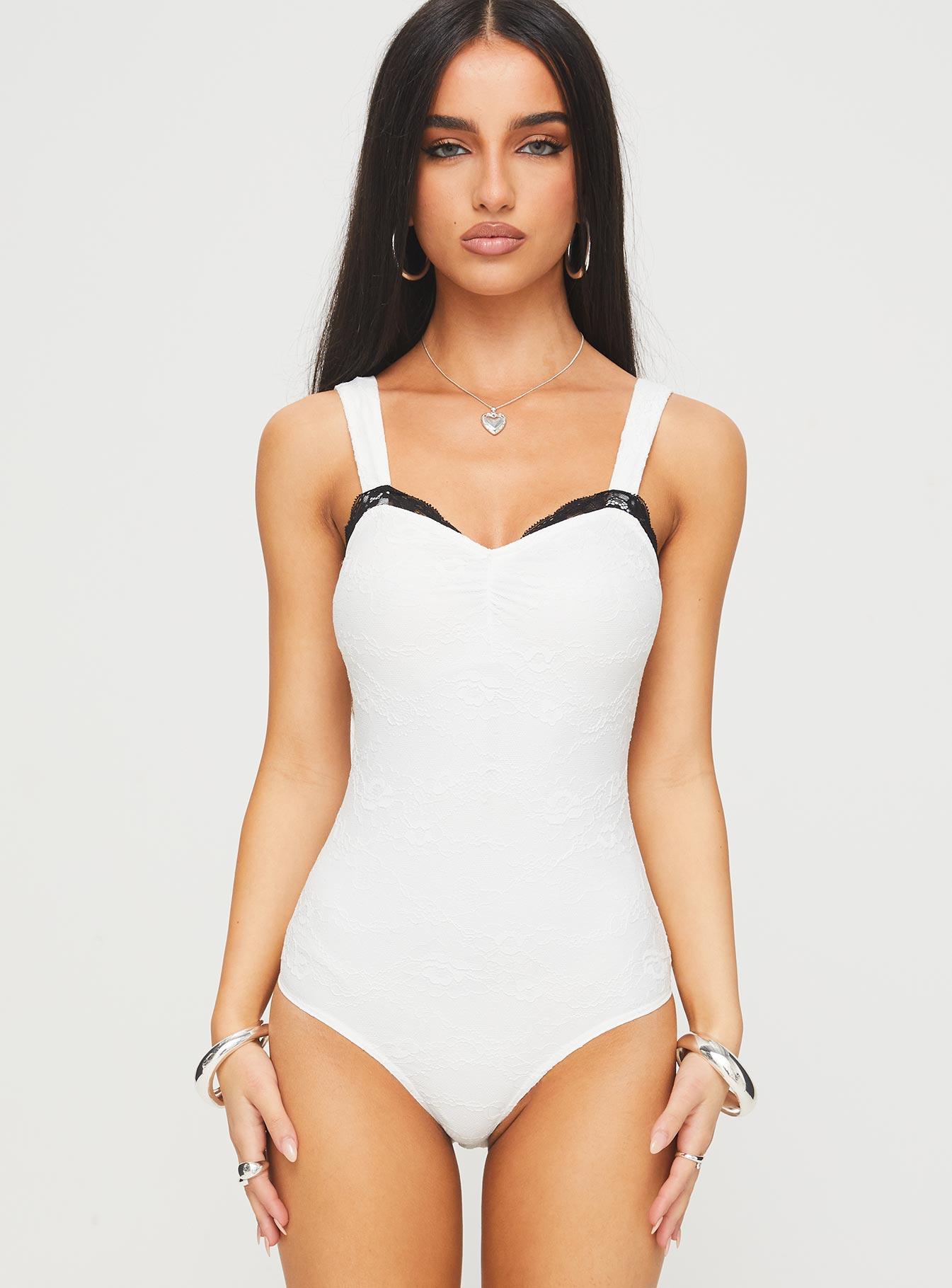 Landry Lace Bodysuit White Product Image