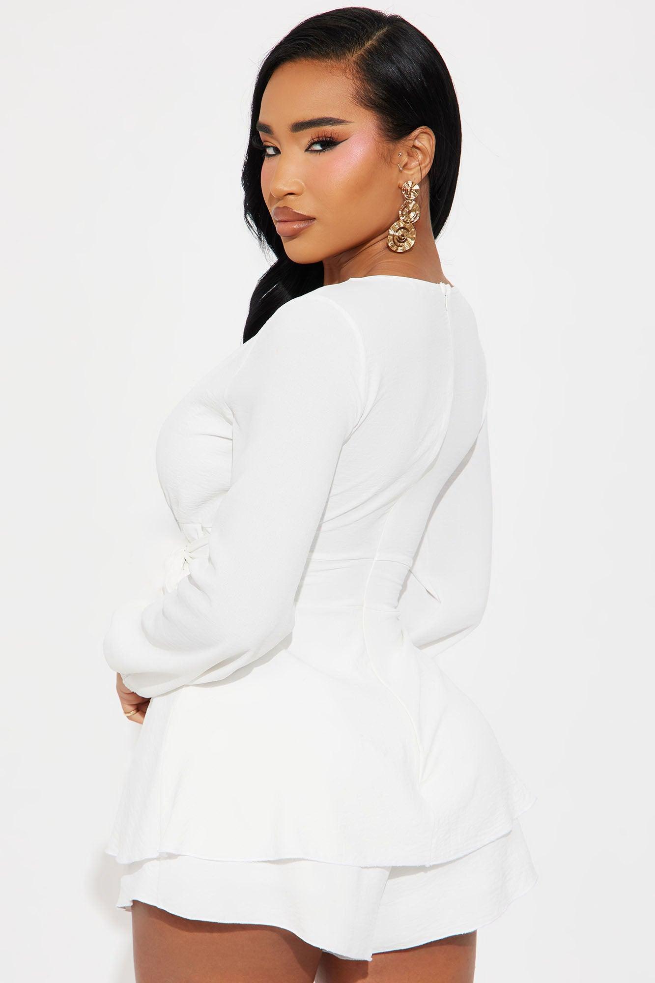 Alessia Long Sleeve Romper - White Product Image
