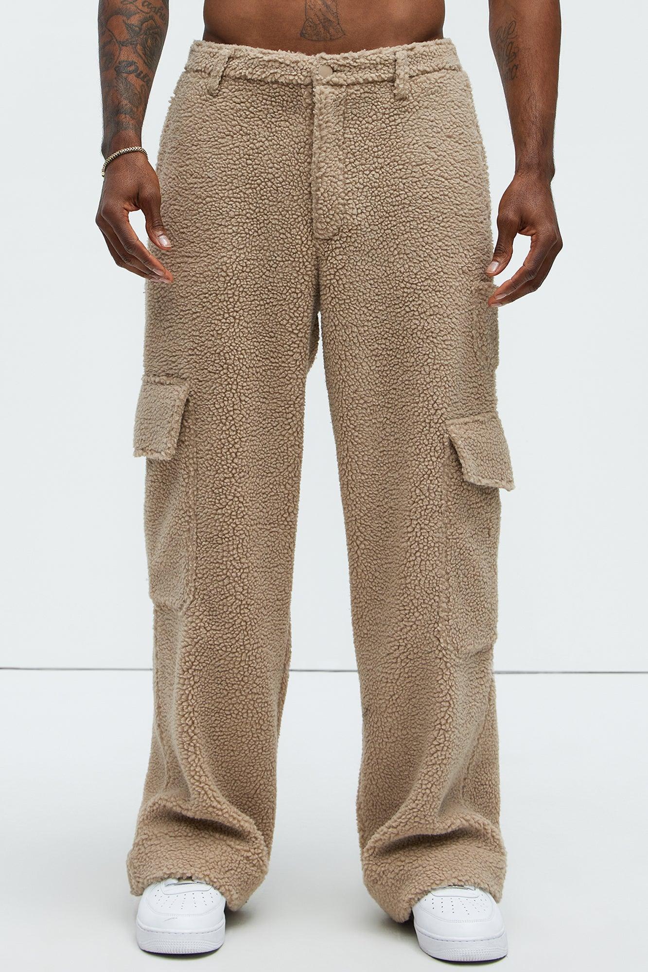 Axel Polar Fleece Baggy Cargo Pants - Tan Product Image
