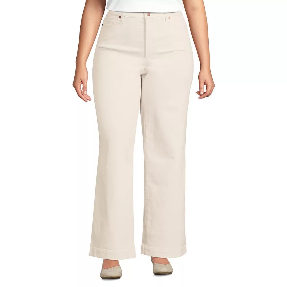 Plus Size Lands' End Denim High Rise Wide Leg Jeans, Women's, Size: 22WX28, Black Stone Wash Product Image