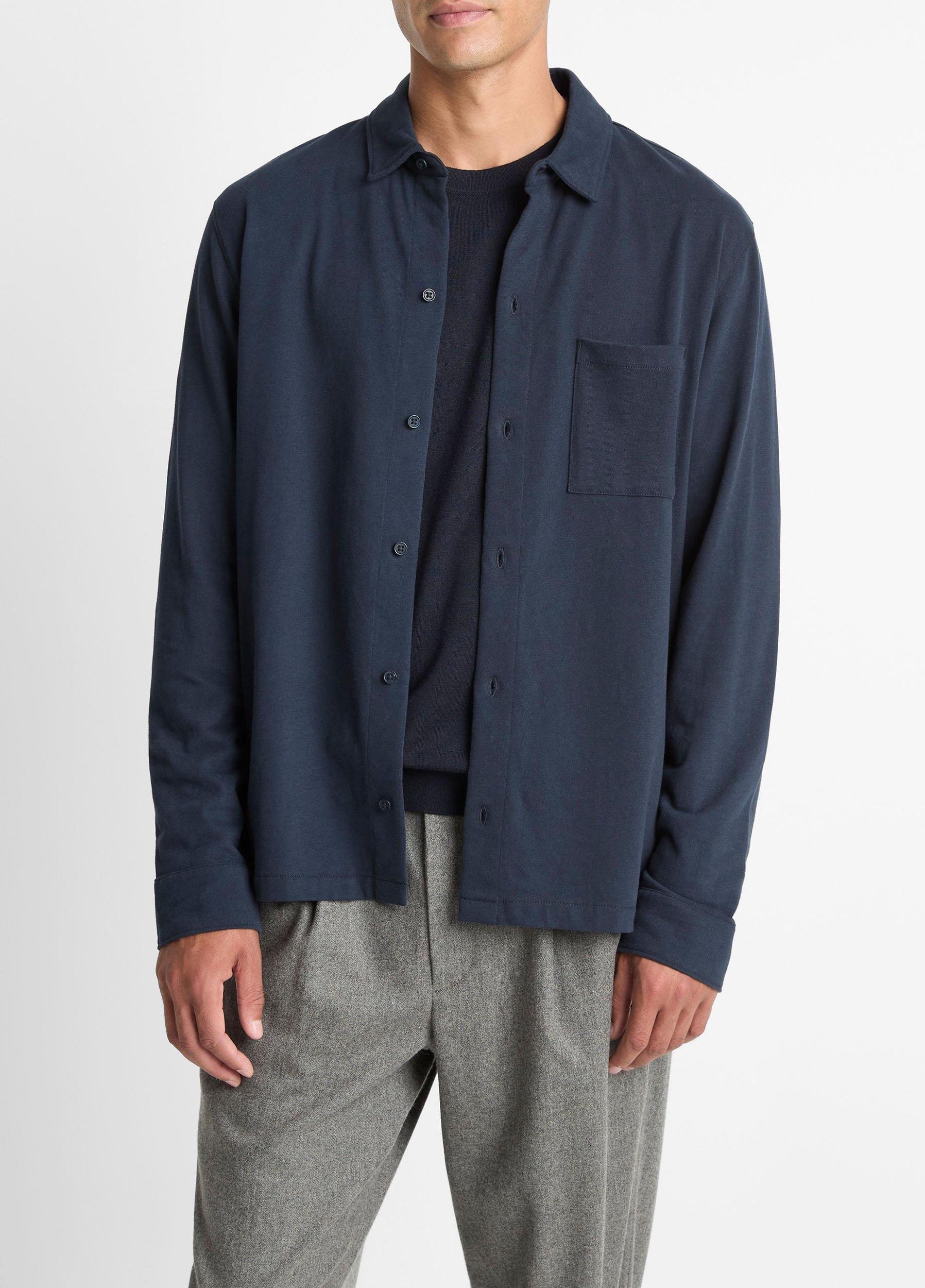 Sueded Cotton Jersey Button-Front Shirt Product Image