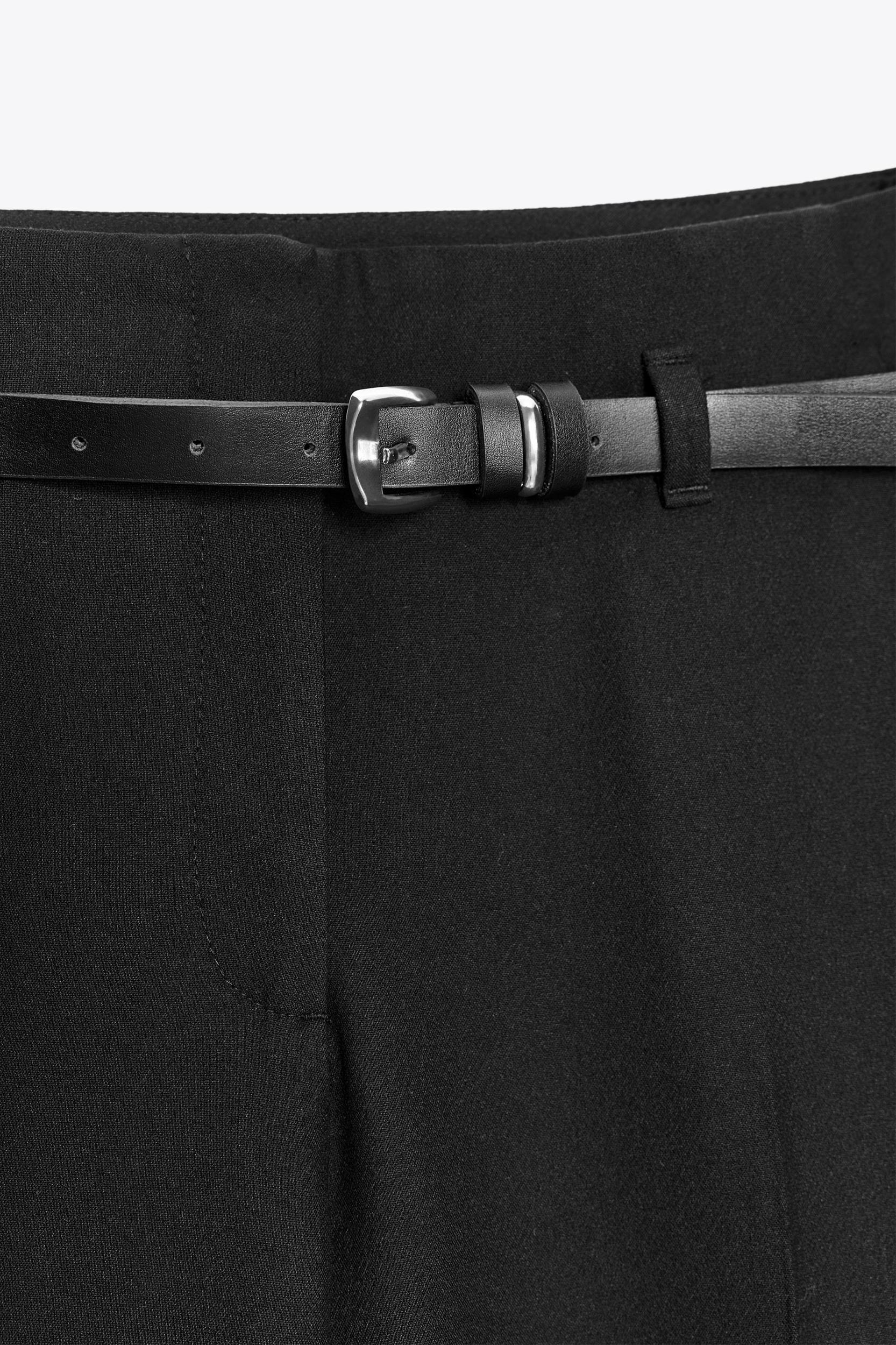 BELTED CUFFED HEM PANTS Product Image