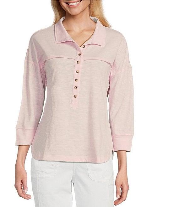 Westbound Knit Elbow Sleeve Henley Top Product Image