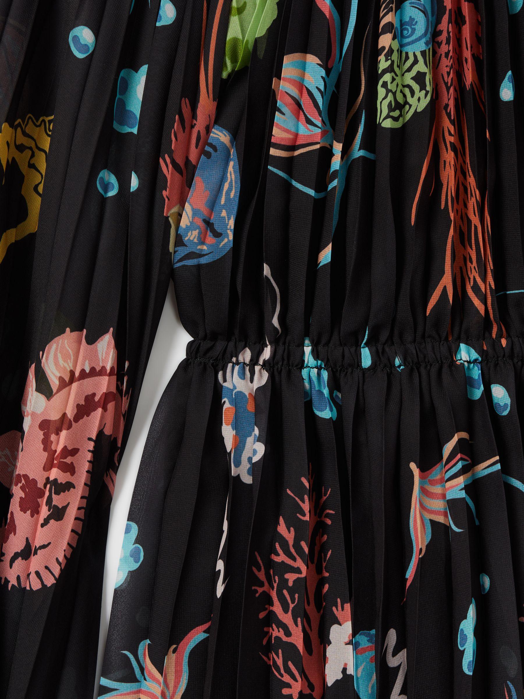 Leo Lin Pleated Bell Sleeve Mini Dress in Twilight Print Black Product Image