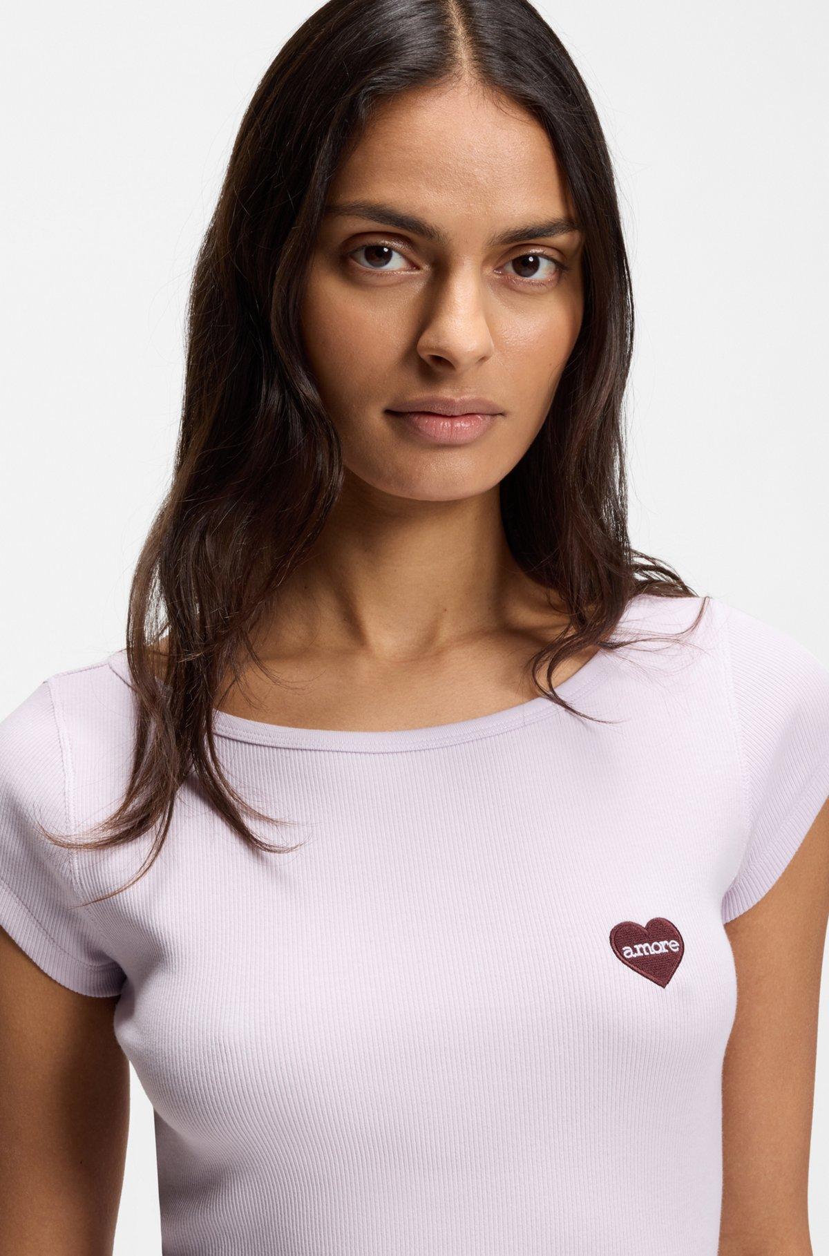 Stretch-cotton slim-fit T-shirt with artwork Product Image