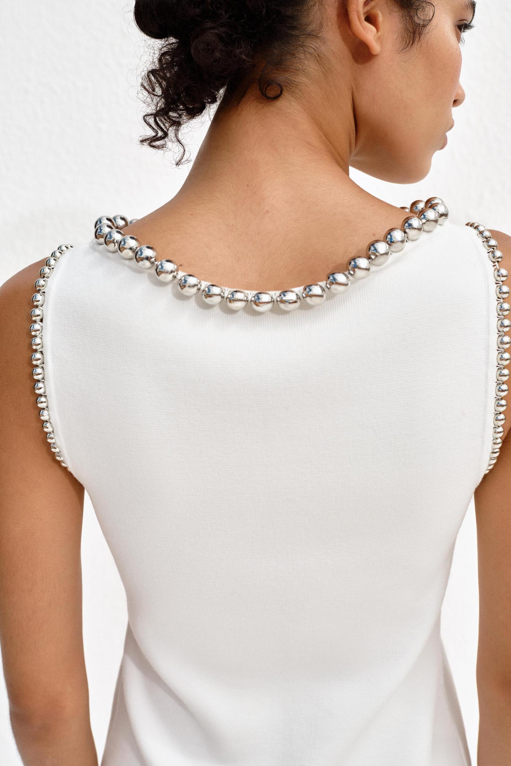 SHORT BEADED KNIT DRESS Product Image