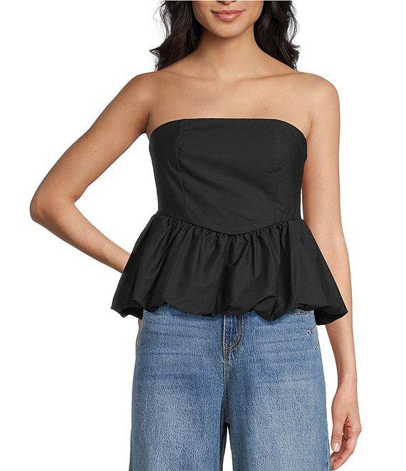 GB Strapless Pullover Bubble Hem Peplum Top Product Image