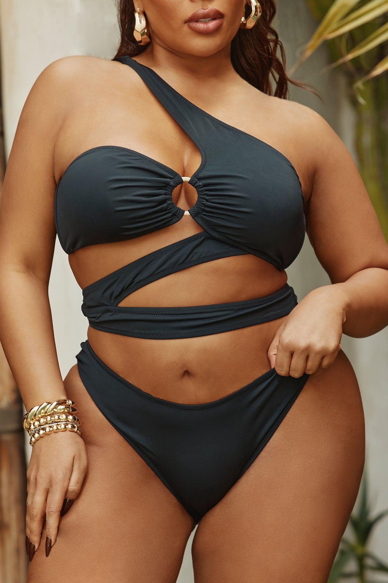 Dayclub Summer Asymmetrical Strappy 2 Piece Bikini - Black Product Image