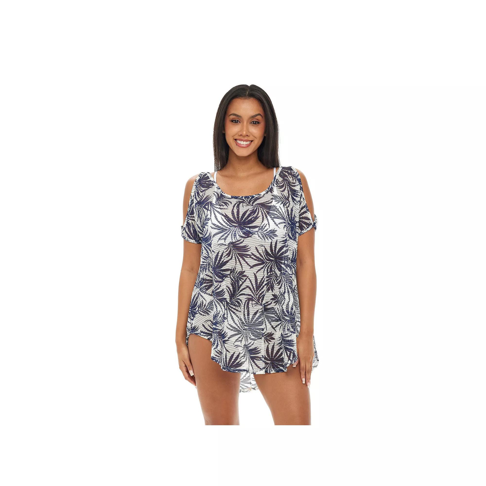 Women's Jordan Taylor Printed Cold Shoulder Tunic Swim Cover-Up,  Product Image