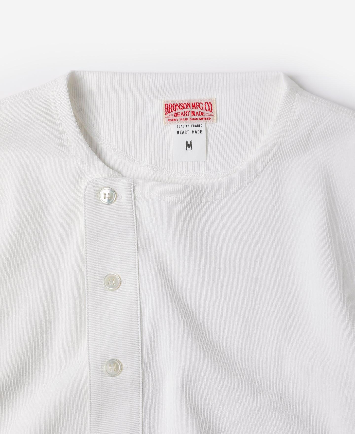 14 oz Side Closing Henley Shirt - White Product Image