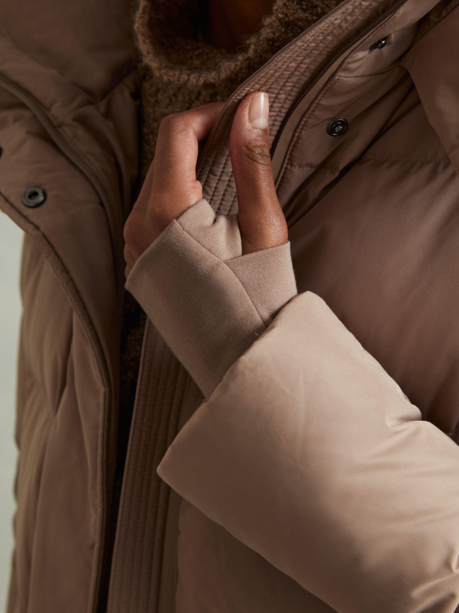 Petite Longline Hooded Puffer Coat in Mink Neutral Product Image