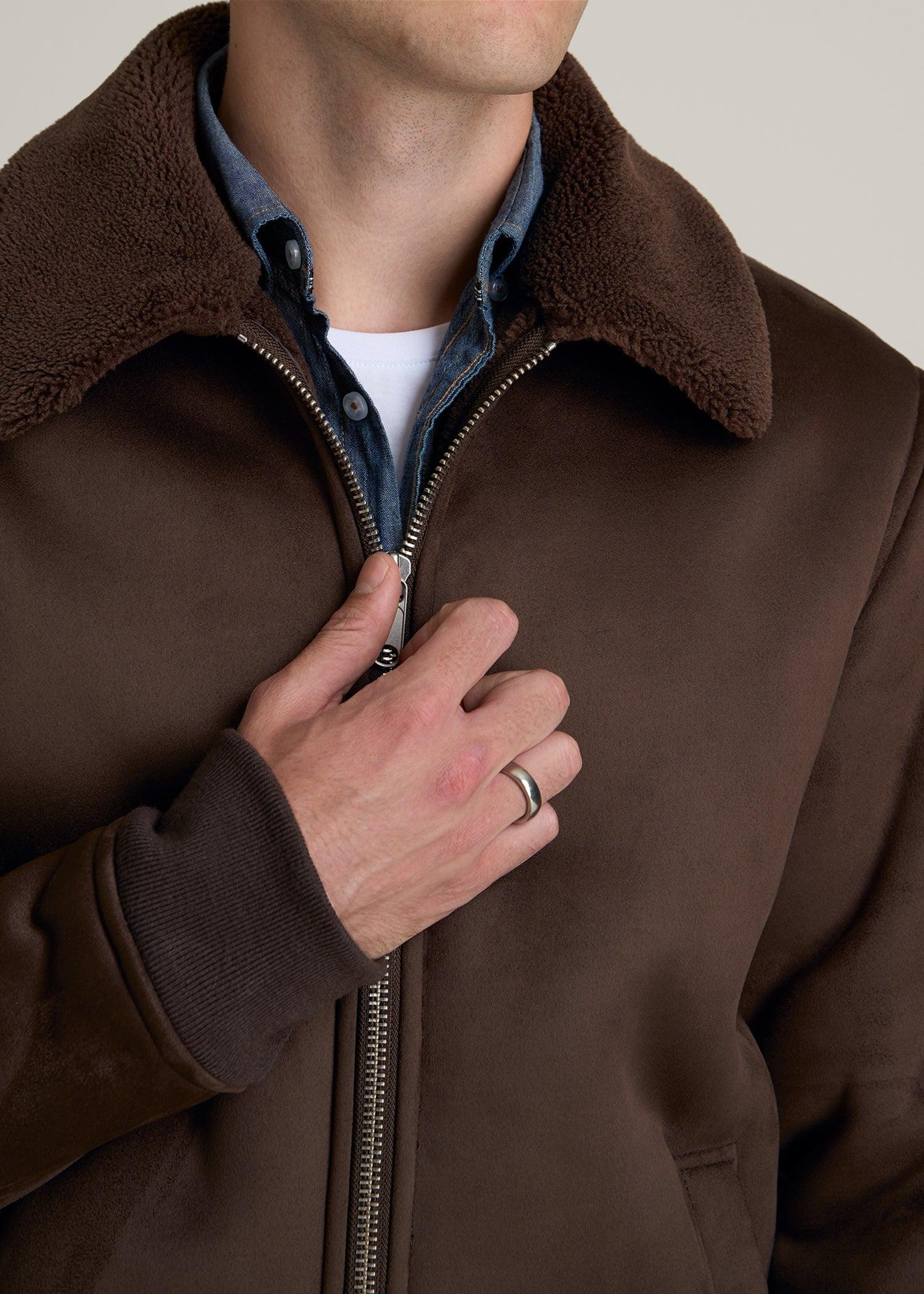 Sherpa Bomber Jacket for Tall Men in Bison Brown Male Product Image