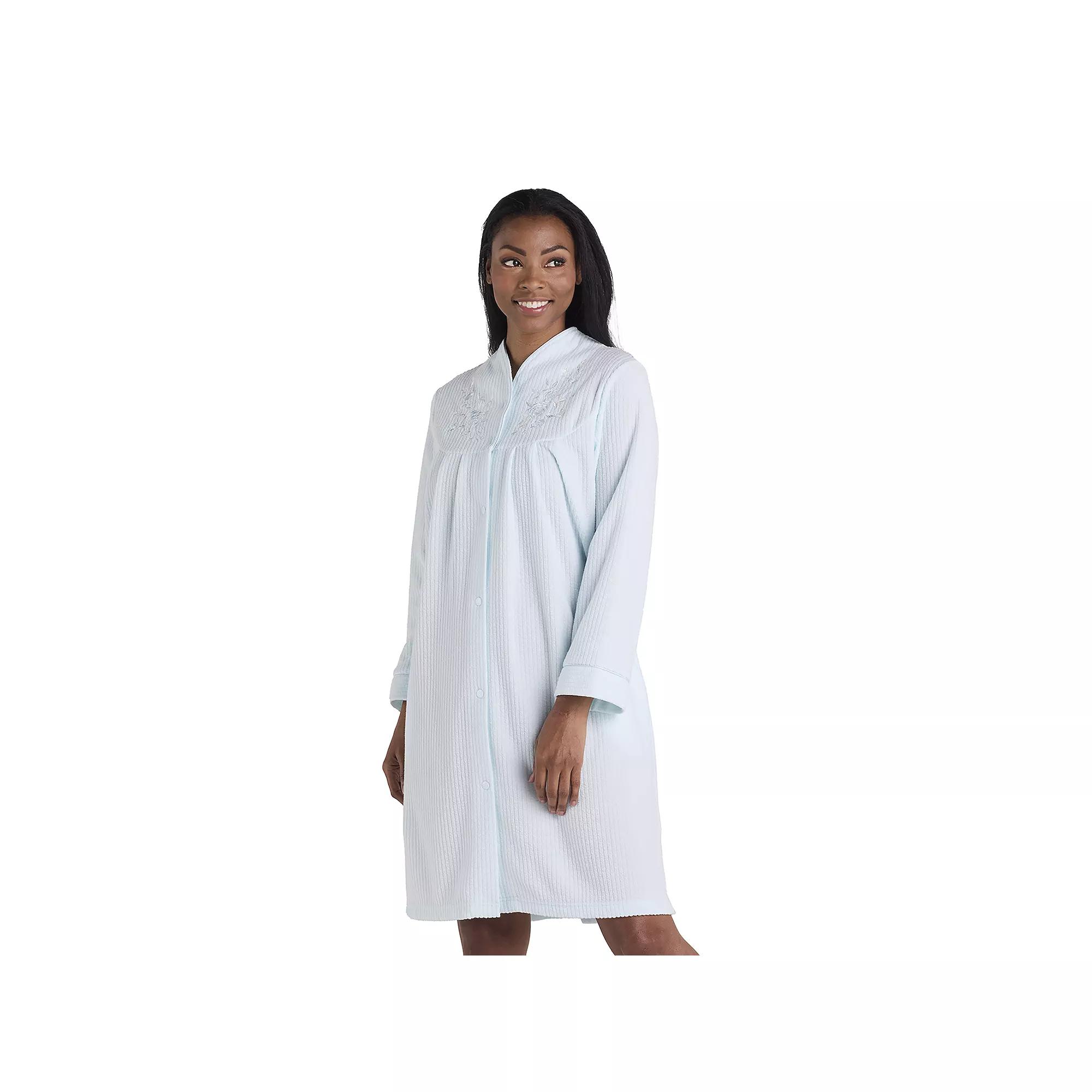 Women's Miss Elaine Essentials Brushed Back Terry Short Snap Robe,  Product Image