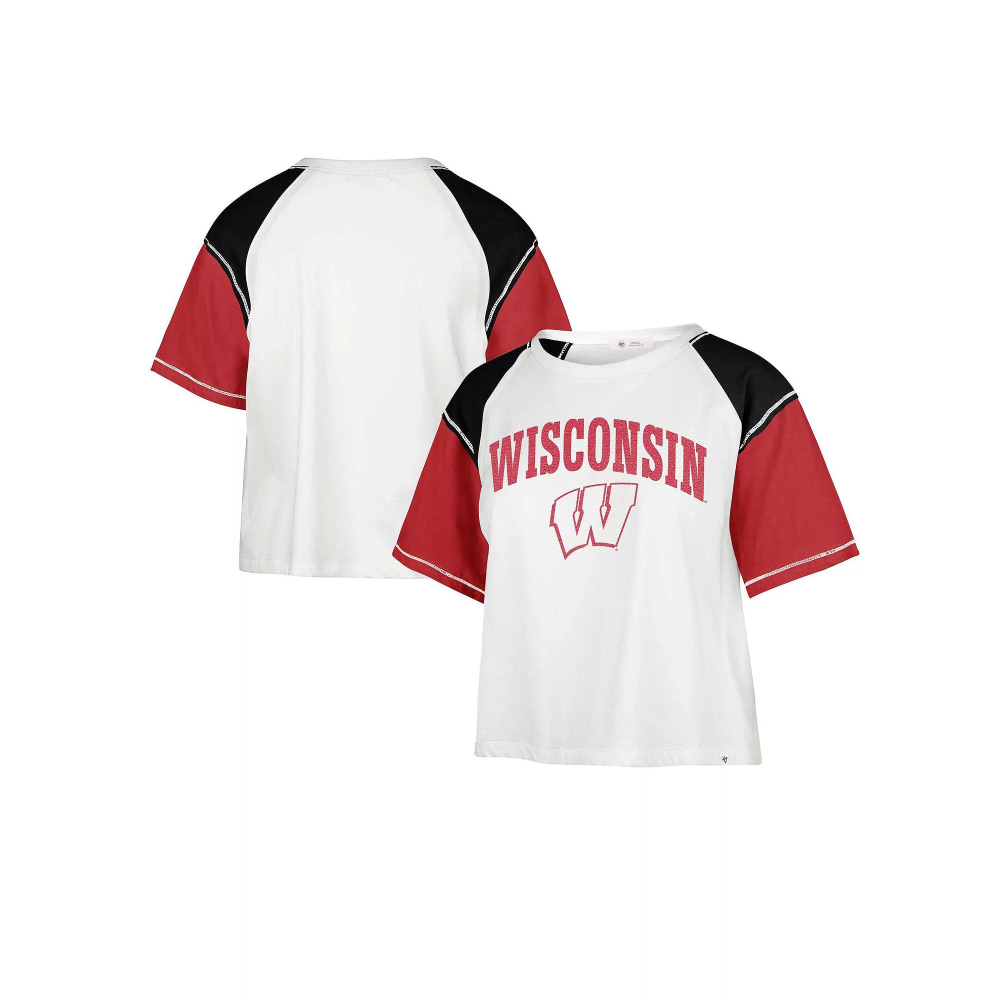 Women's '47 White Wisconsin Badgers Serenity Gia Cropped T-Shirt,  Product Image