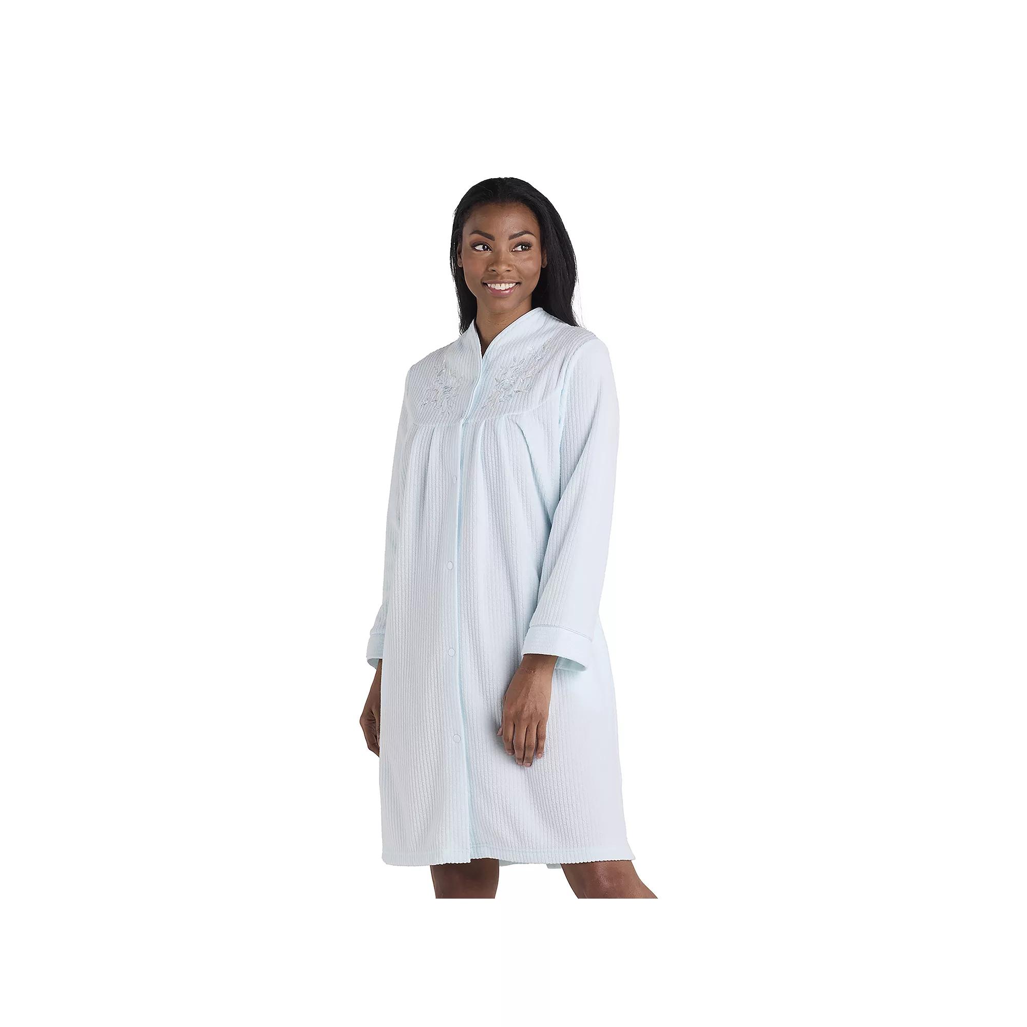 Women's Miss Elaine Essentials Brushed Back Terry Short Snap Robe,  Product Image
