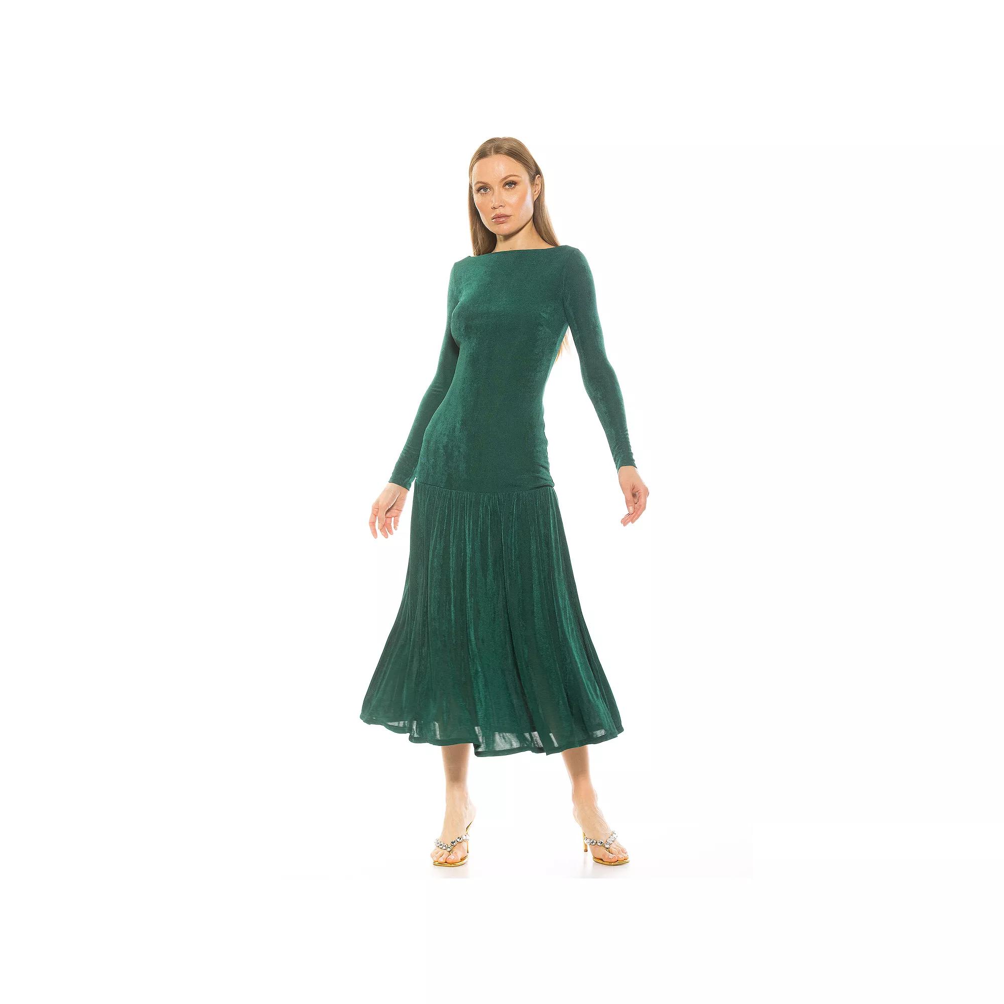 Women's ALEXIA ADMOR Khaite Long Sleeve Drop Waist Shirred Maxi Dress,  Product Image