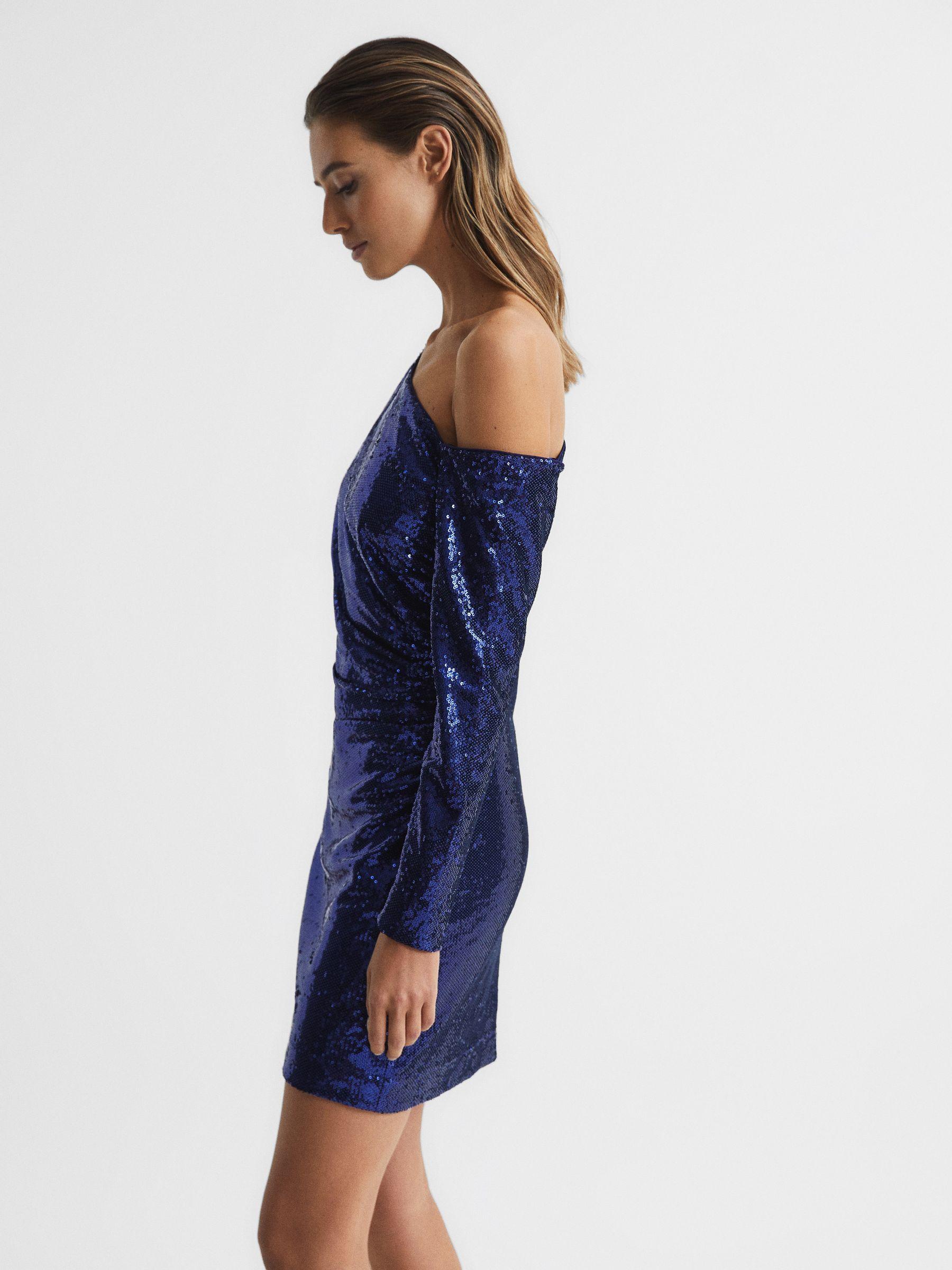 Sequined Mini Dress in Blue Product Image