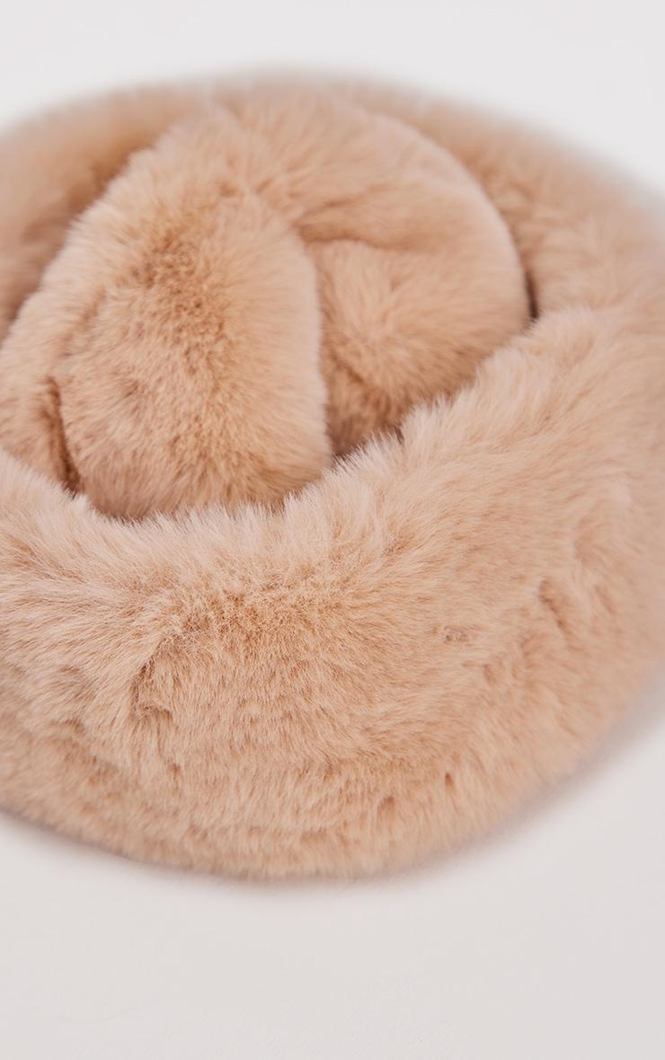 Beige Soft Faux Fur Beanie Product Image