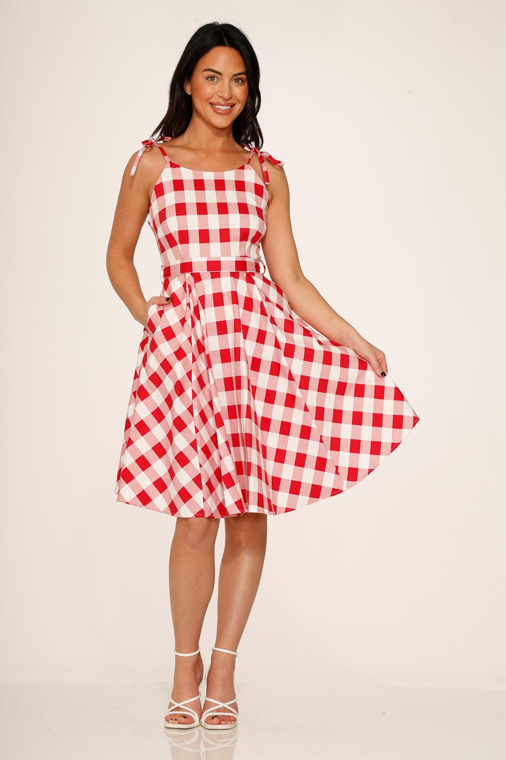 Red & White Picnic Swing Dress Product Image