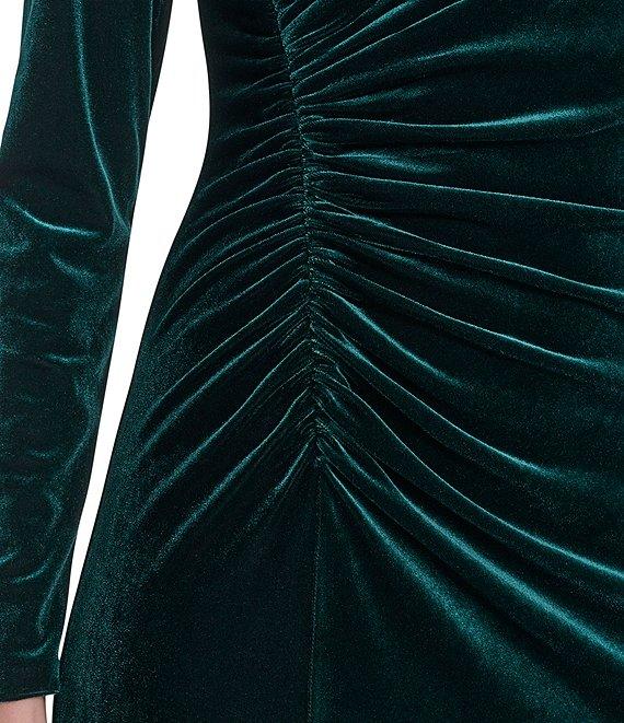 Vince Camuto Velvet Round Neck Long Sleeve Midi Sheath Dress Product Image