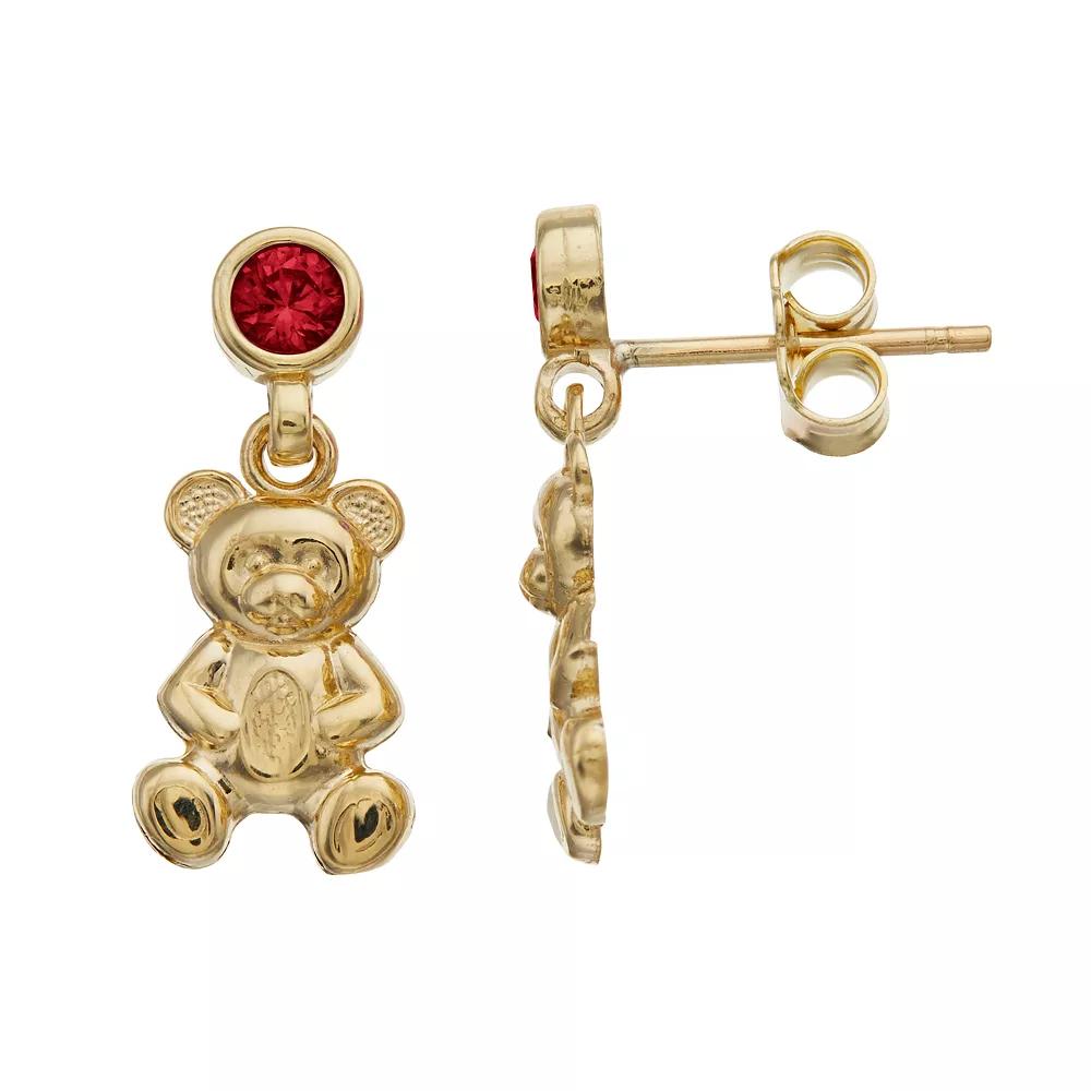 Kristen Kesho 10k Gold Lab-Created Gemstone Birthstone Bear Dangle Earrings, Women's, Jul Product Image