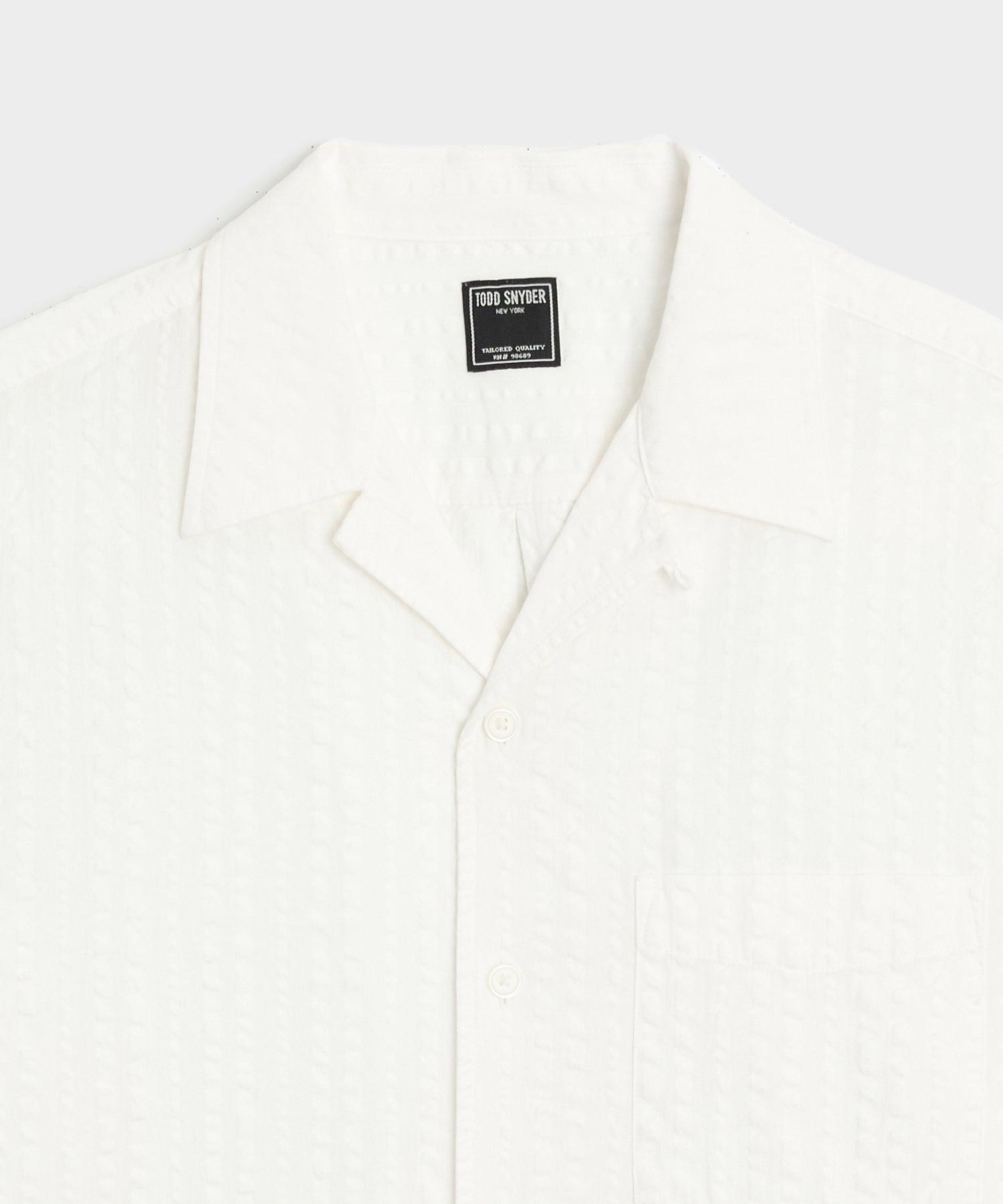 Cropped Seersucker Camp Collar Shirt Product Image
