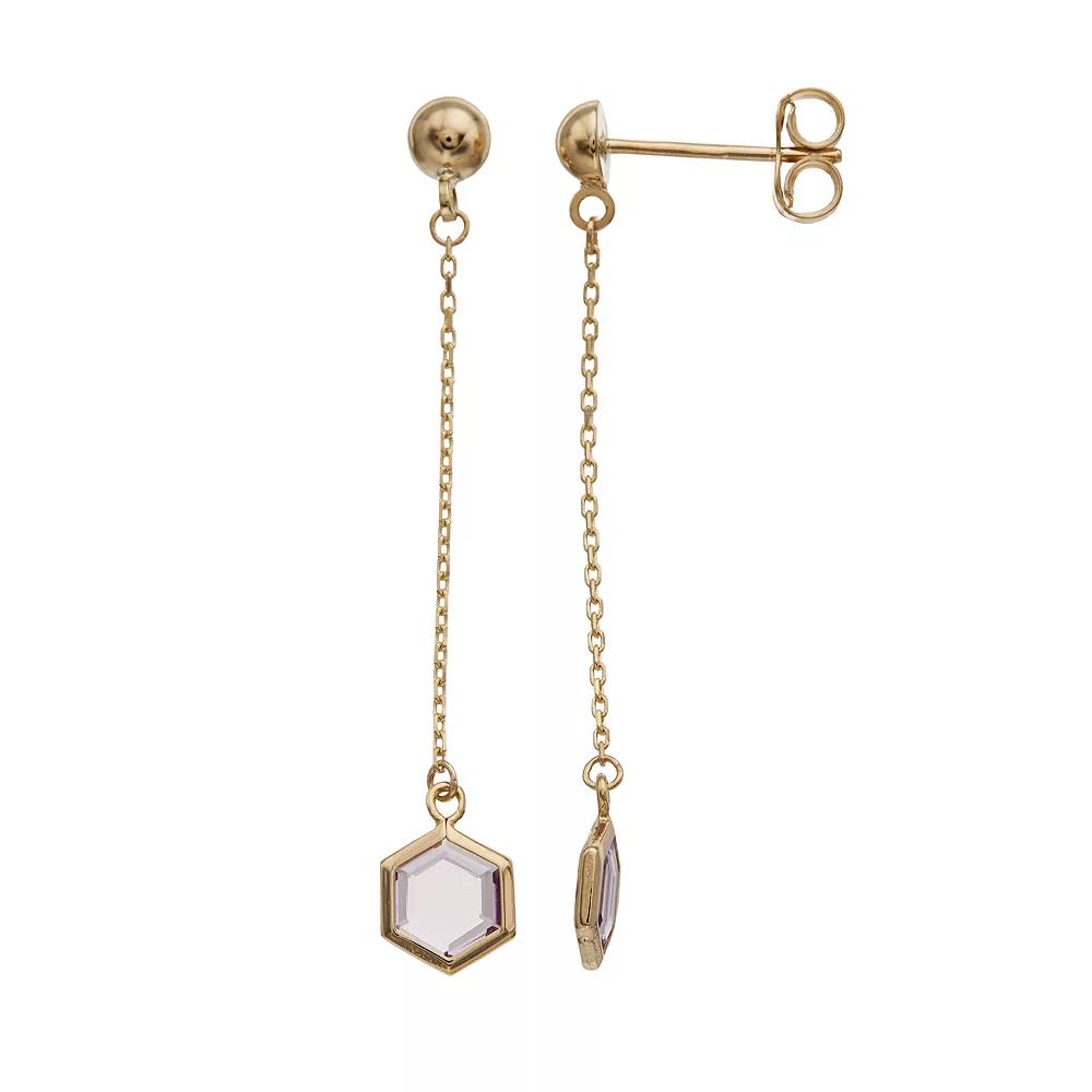 Au Naturale 14k Gold Amethyst Drop Earrings, Women's, Yellow Product Image