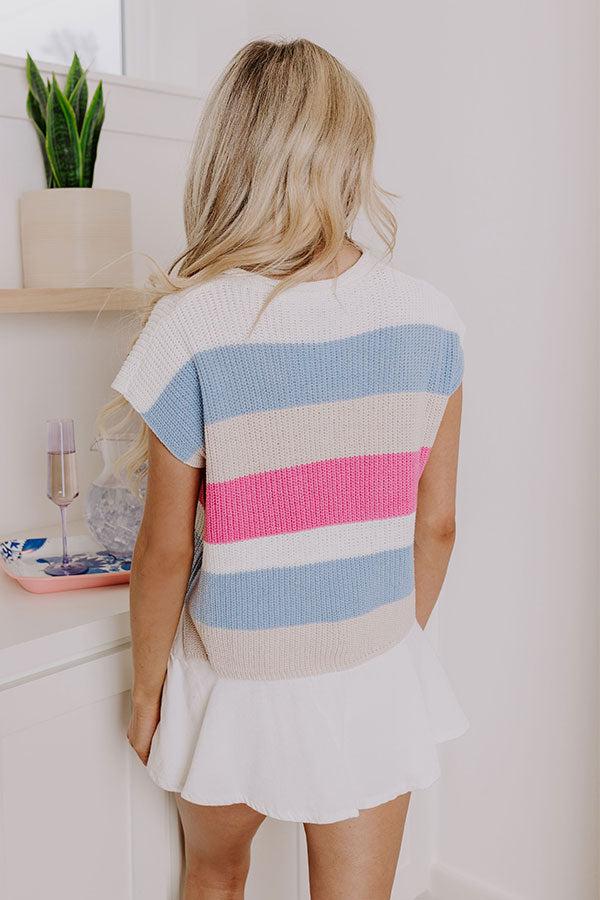 Sun-Kissed Shores Knit Top in Sky Blue Product Image