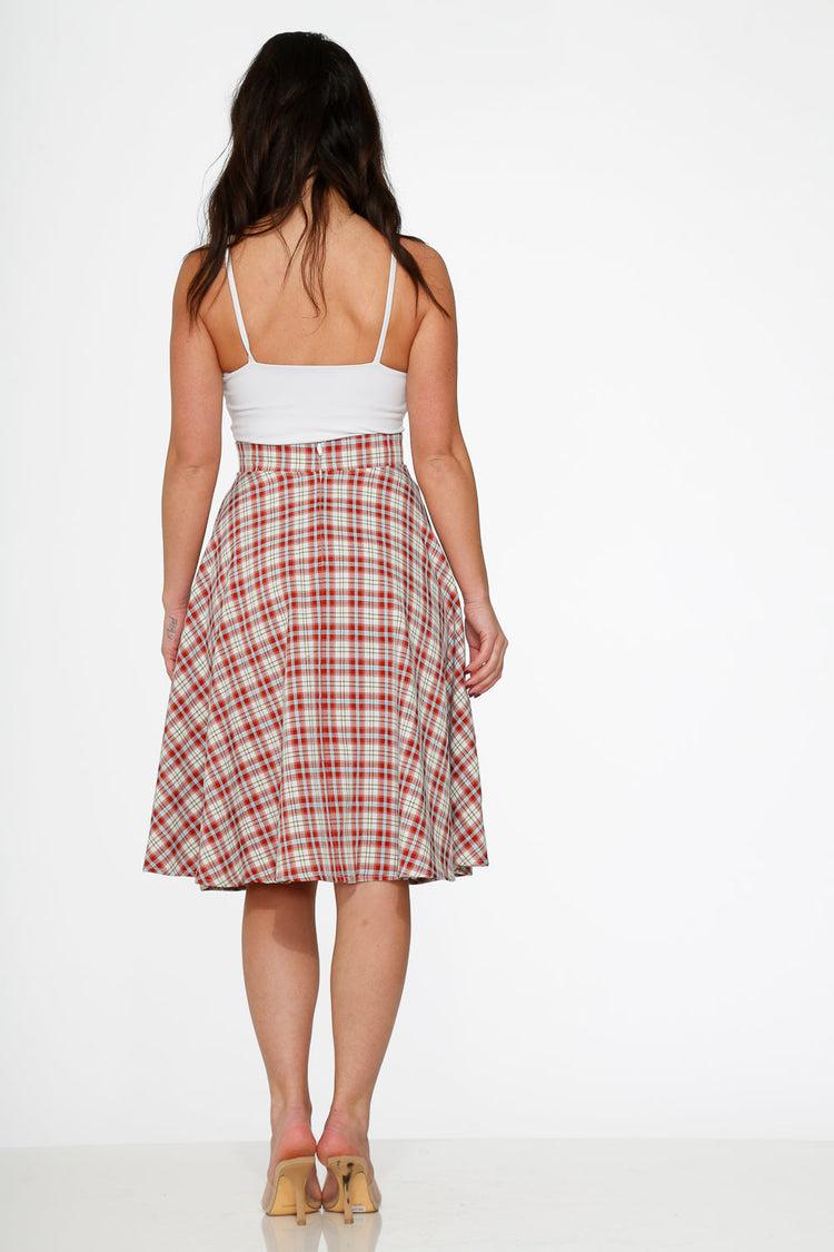 Red Plaid Swing Skirt Product Image