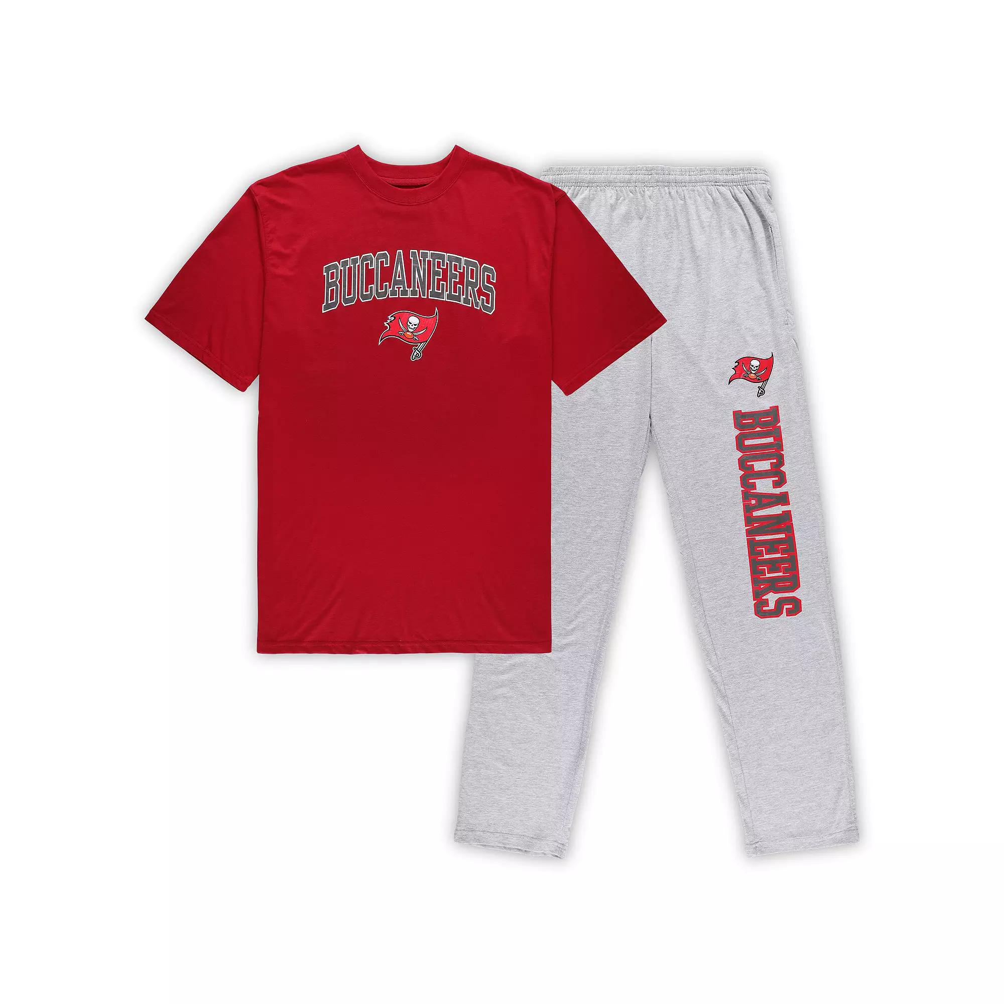 Men's Concepts Sport Red/Heathered Gray Tampa Bay Buccaneers Big & Tall T-Shirt & Pants Sleep Set, Size: 2XB Product Image