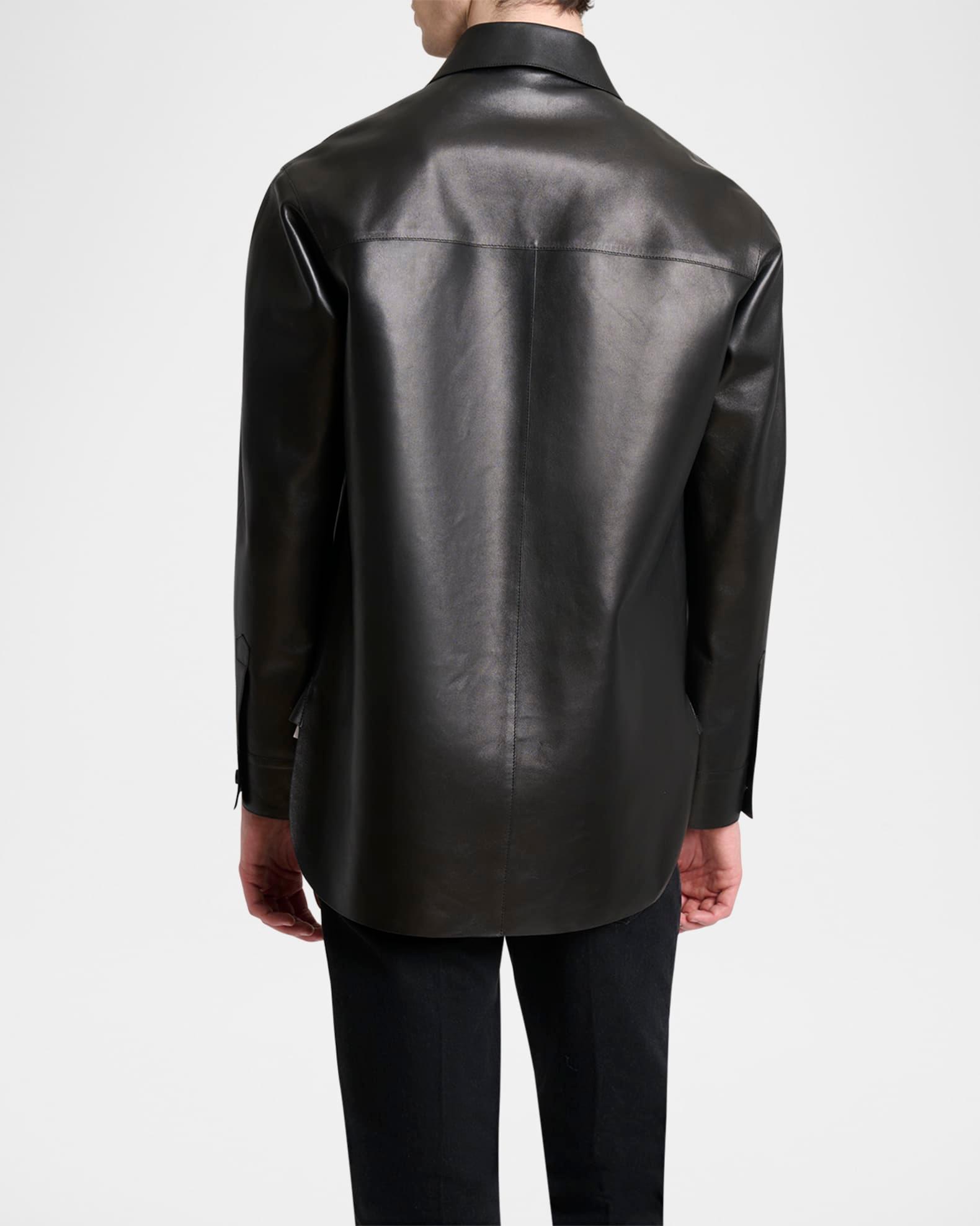 Men's Tonal Leather Overshirt  Product Image
