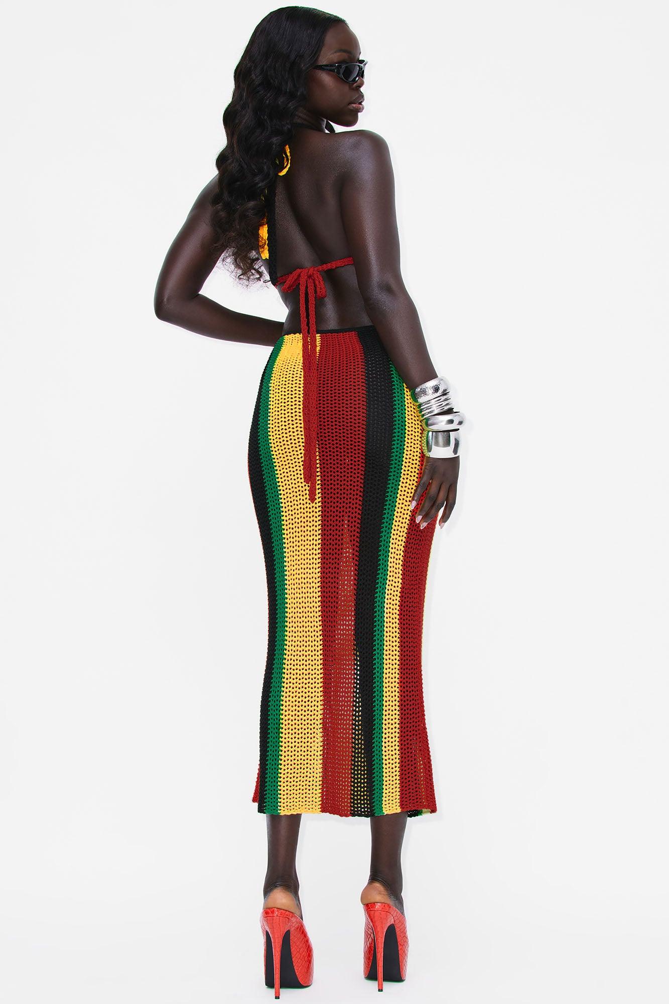 Caribbean Crochet Maxi Dress - Green/combo Product Image