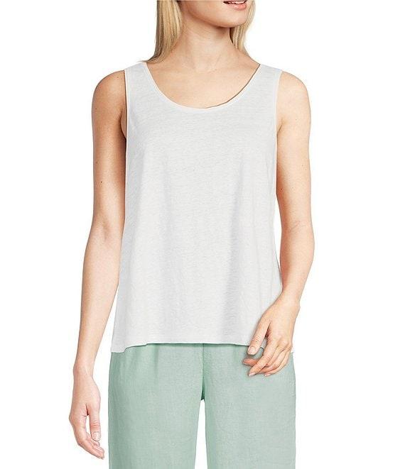 Eileen Fisher Texture Organic Linen Knit Scoop Neck Sleeveless Tank Product Image