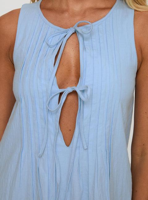 Caddie Tie Mini Dress Blue Product Image