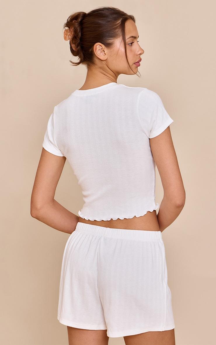 White Pointelle Pj Top Product Image