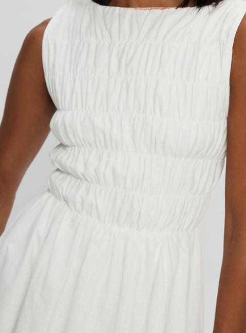 Melona Shirred Mini Dress White Product Image