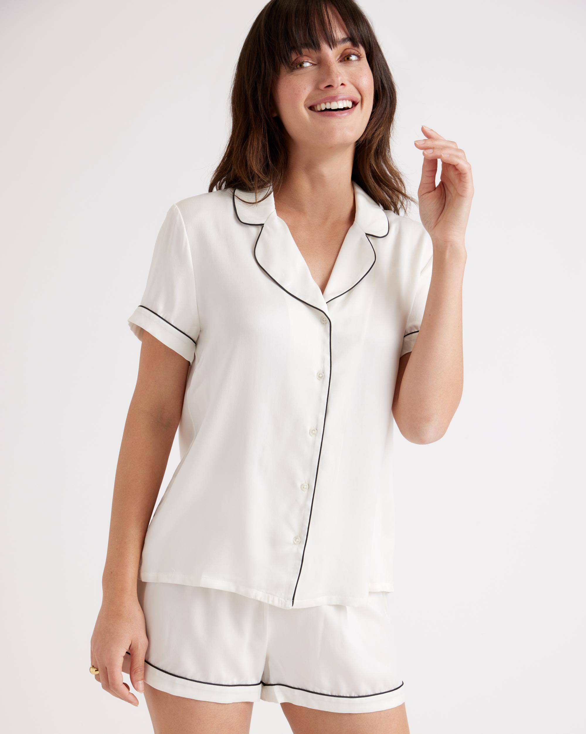 Quince | Women's Pajama Top with Piping Size XS, Silk Product Image