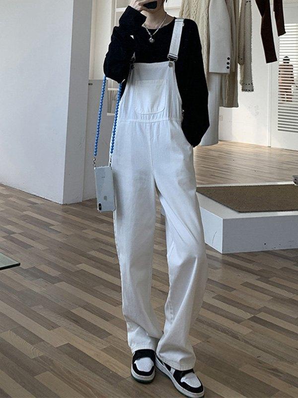 Classic Straight Leg Denim Overalls Product Image