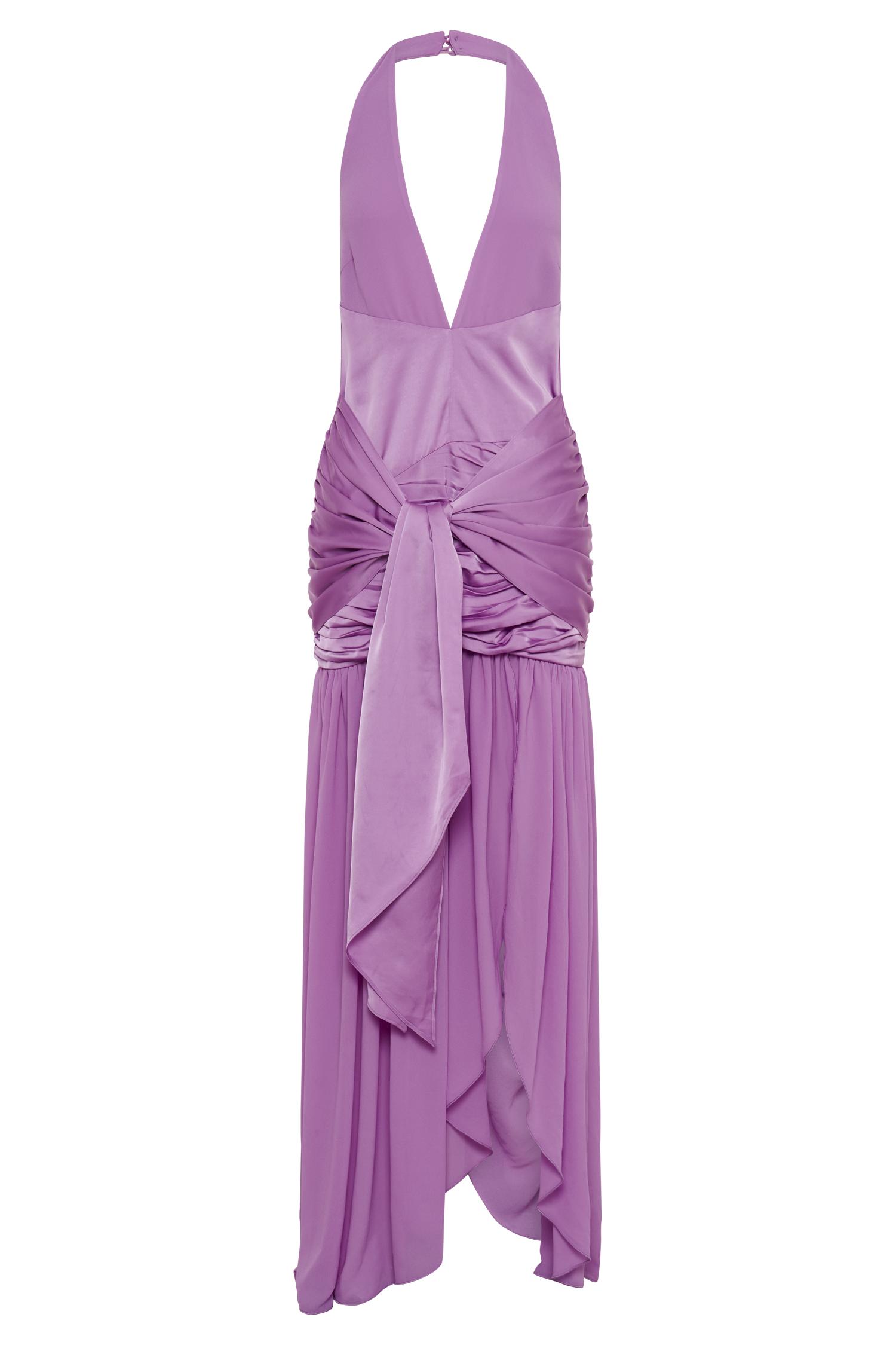 Graziana Satin Chiffon Plunge Maxi Dress - Violet Product Image