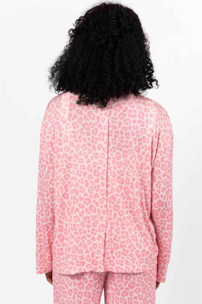 Sweet Dreams Pink Leopard Pajama Long Sleeve Top FINAL SALE Product Image
