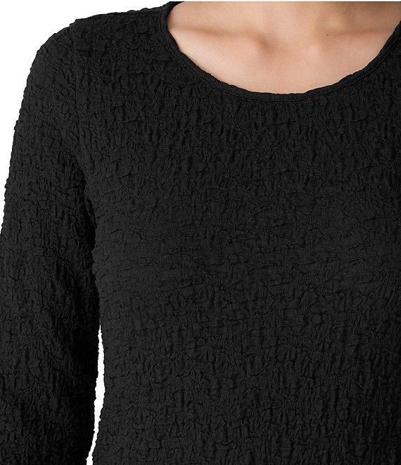 Eileen Fisher Organic Cotton Blend Textured Knit Round Neck Long Sleeve Top Product Image