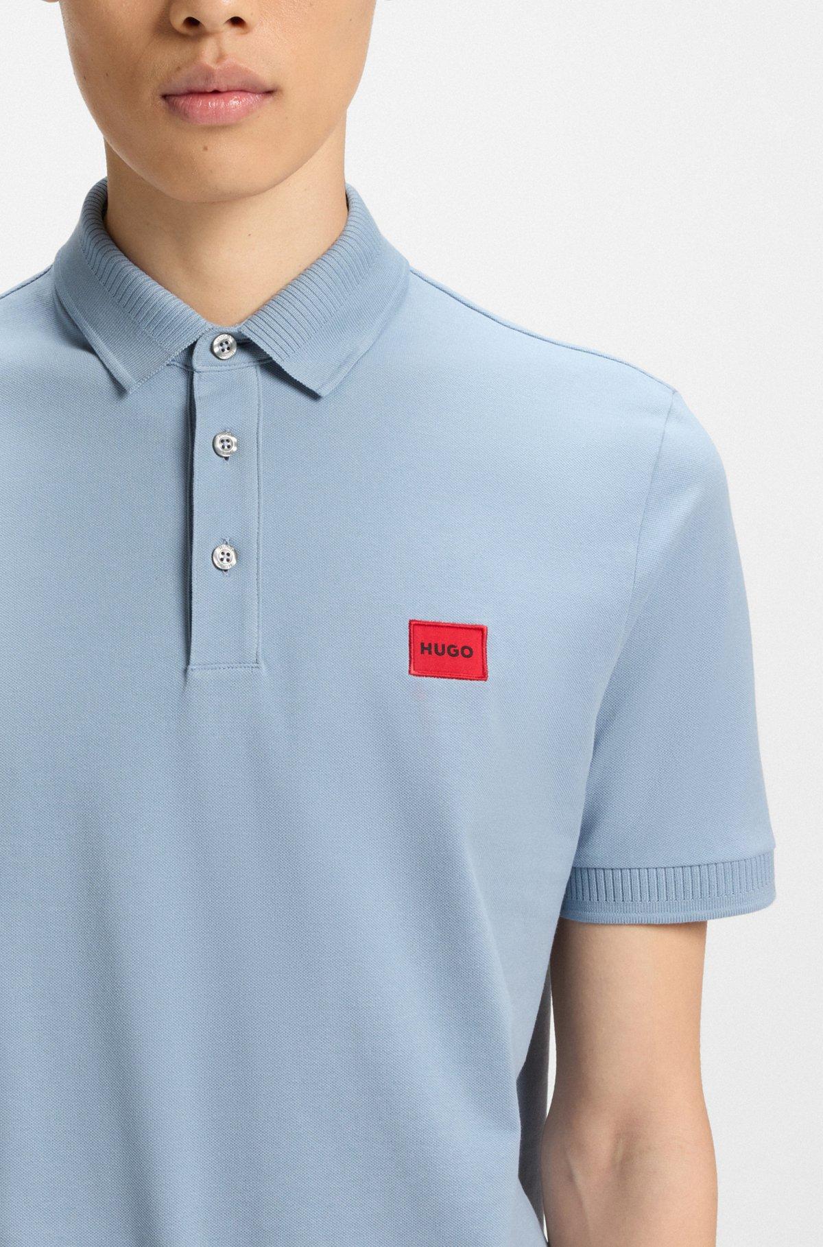 Cotton-piqué slim-fit polo shirt with logo label Product Image