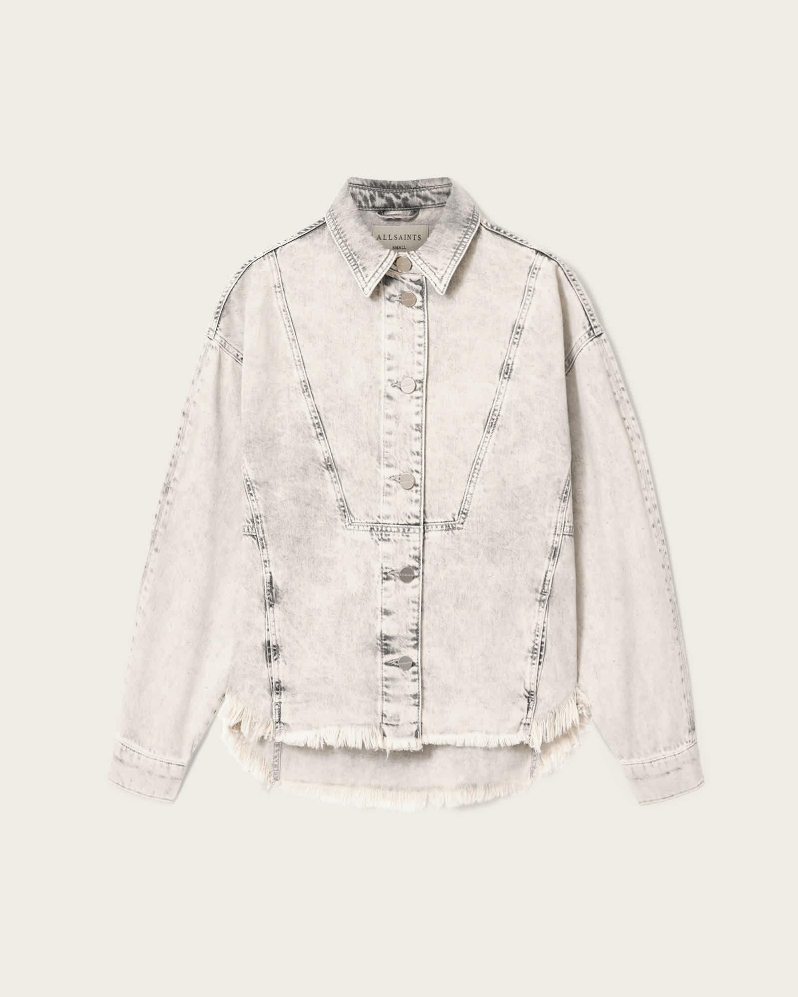 Hettie Oversized Shacket SNOW GREY | ALLSAINTS US Product Image