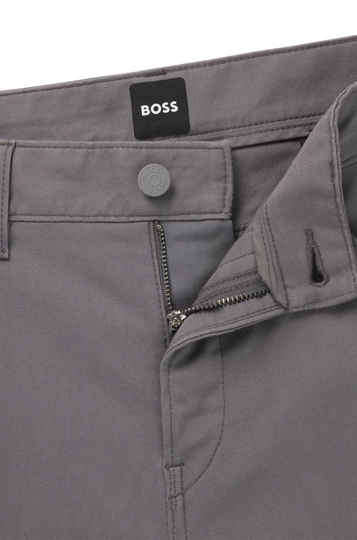 BOSS - Slim-fit trousers in stretch cotton - Dark Grey Product Image