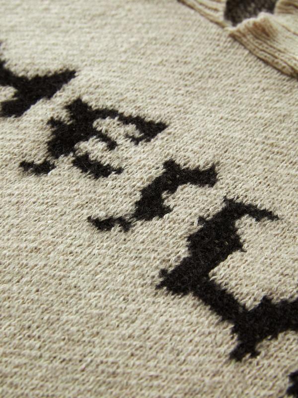 Skull Jacquard Hooded Pullover Sweater Product Image