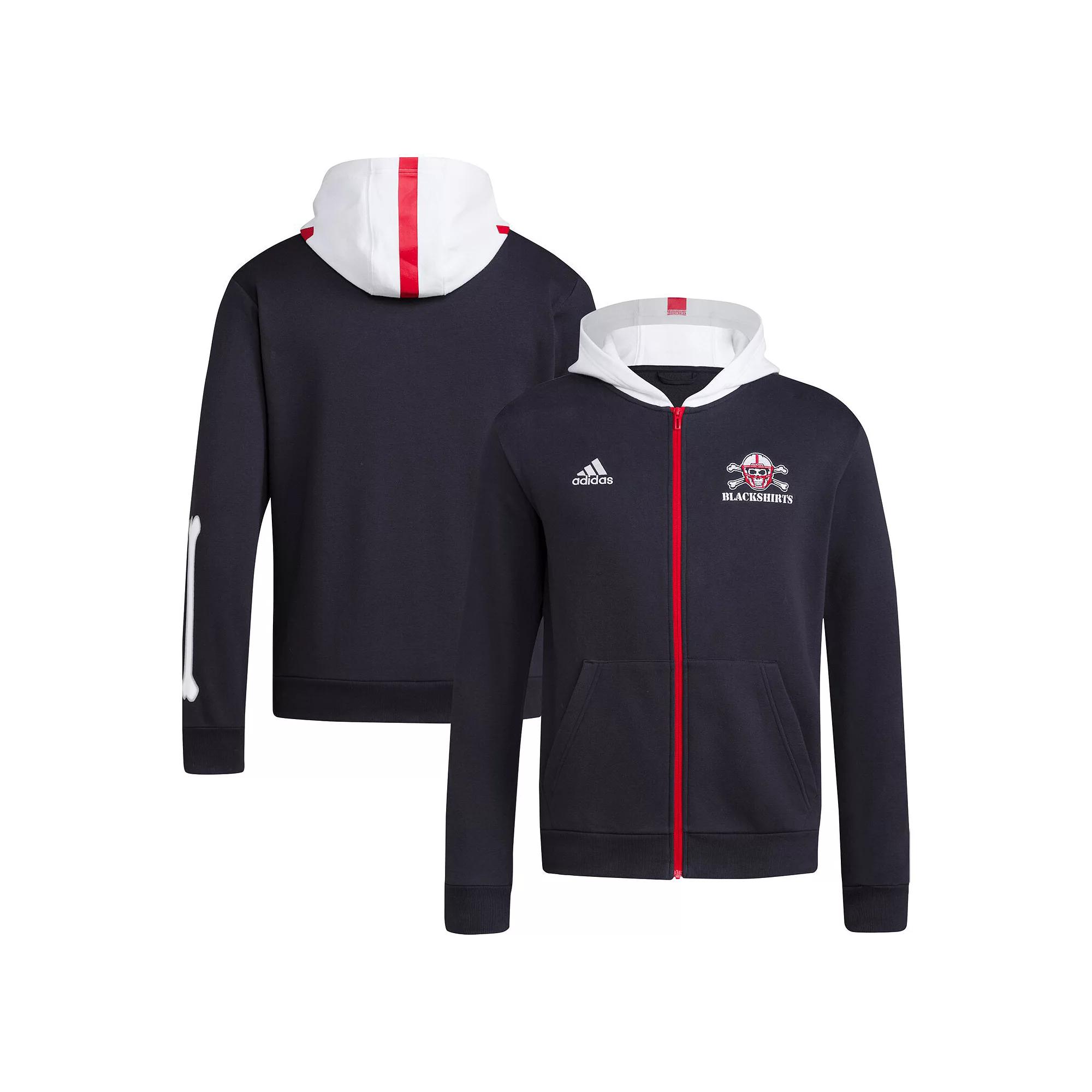 Men's adidas Black Nebraska Huskers Blackshirts Full-Zip Hoodie, Size: Small Product Image