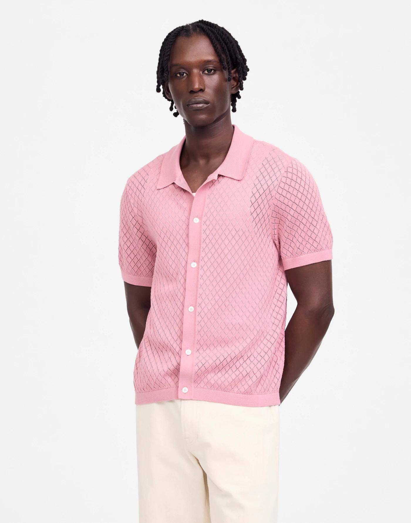 Diamond Pointelle-Stitch Sweater Polo Product Image