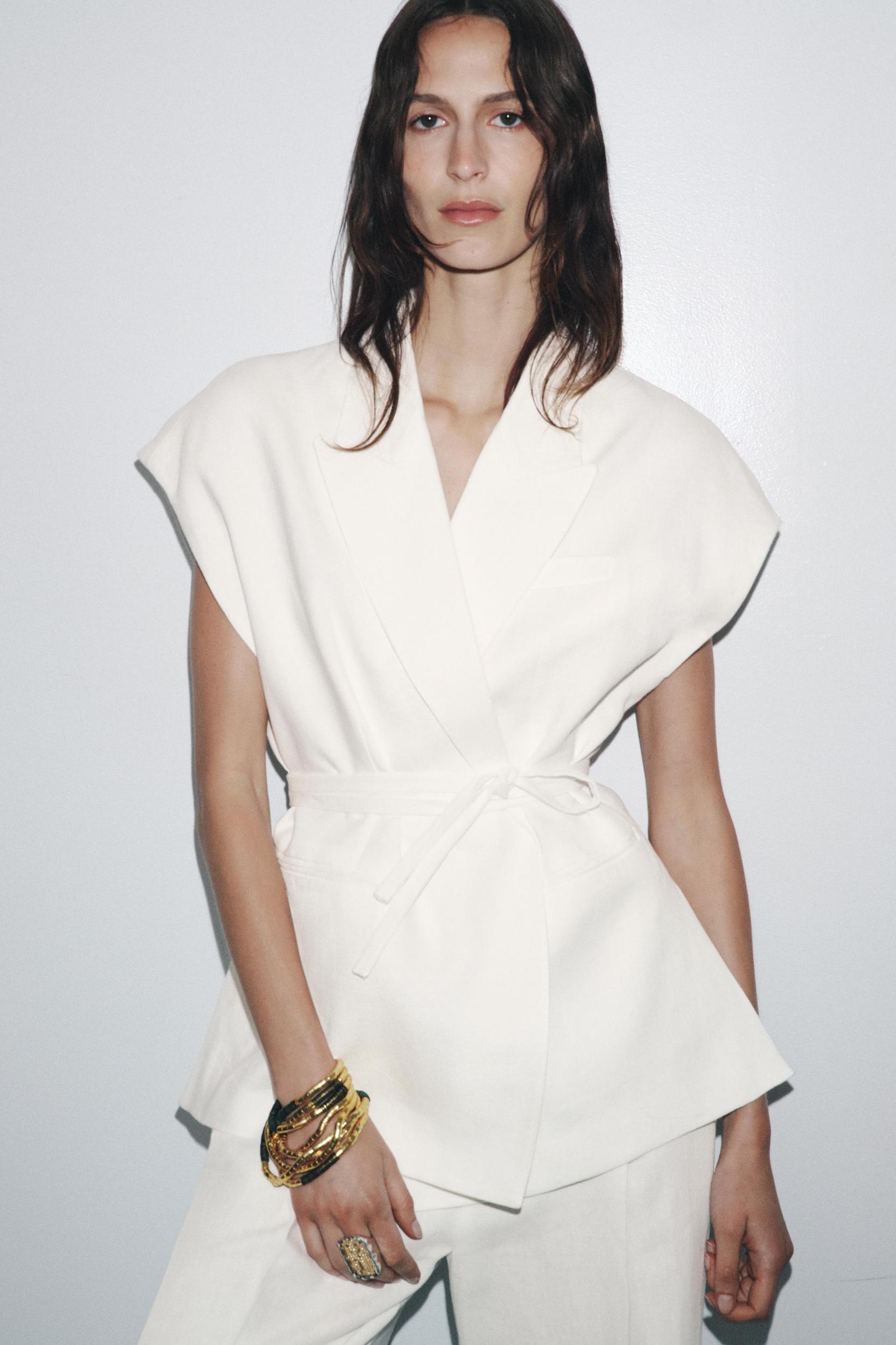 ZW COLLECTION DOUBLE BREASTED LINEN VEST Product Image