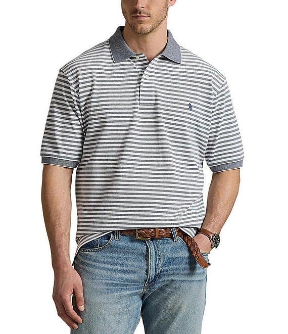 Polo Ralph Lauren Big & Tall Classic Fit Striped Oxford Mesh Short Sleeve Polo Shirt Product Image