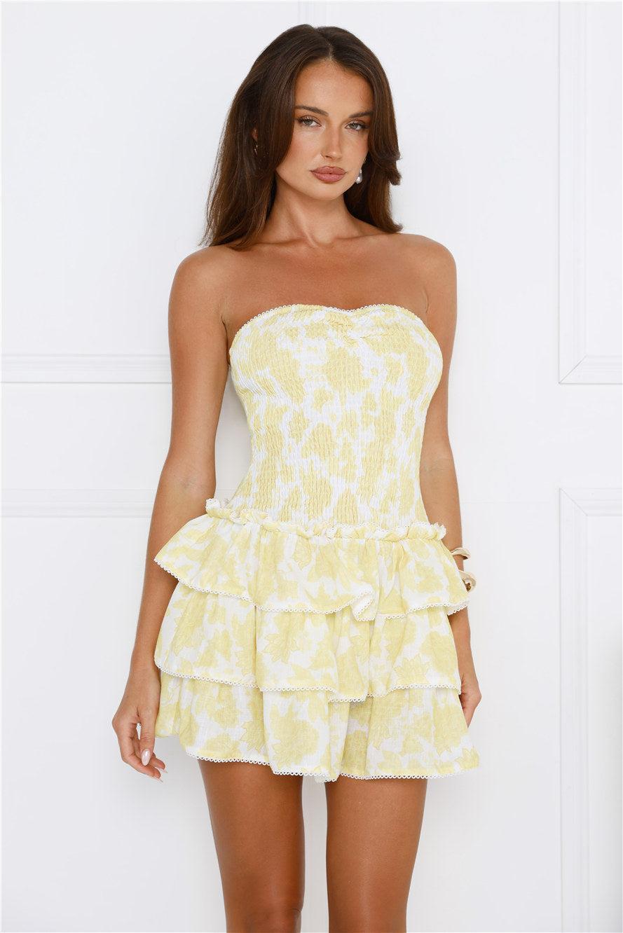 Sunshine Chic Strapless Mini Dress Yellow Product Image